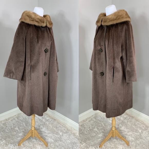 Vintage 50s 60s Coat Mohair Fur MidCentury Mod Rockabilly PinUp Punk Alt Winter - Picture 4 of 8